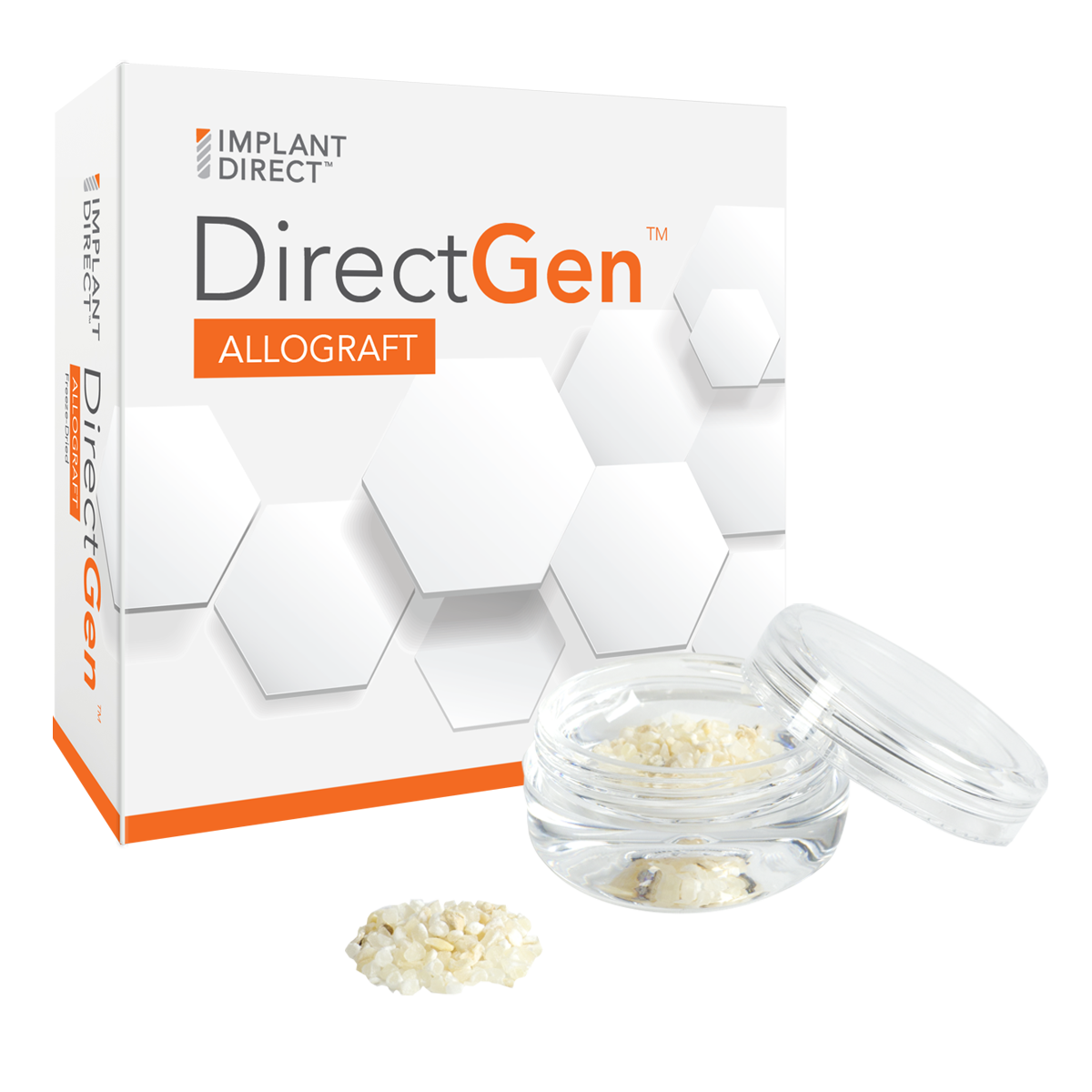 DirectGen Mineralized Cancellous Allograft Granules Size: 250-1000µm (2cc) - 1 Vial/Box