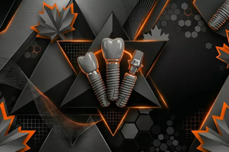 Canadian Promotions 3 Implant set on a Canadian Maple Leaf